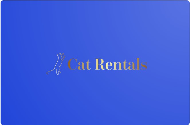 Logo of a cat pawing at the business name Cat Rentals